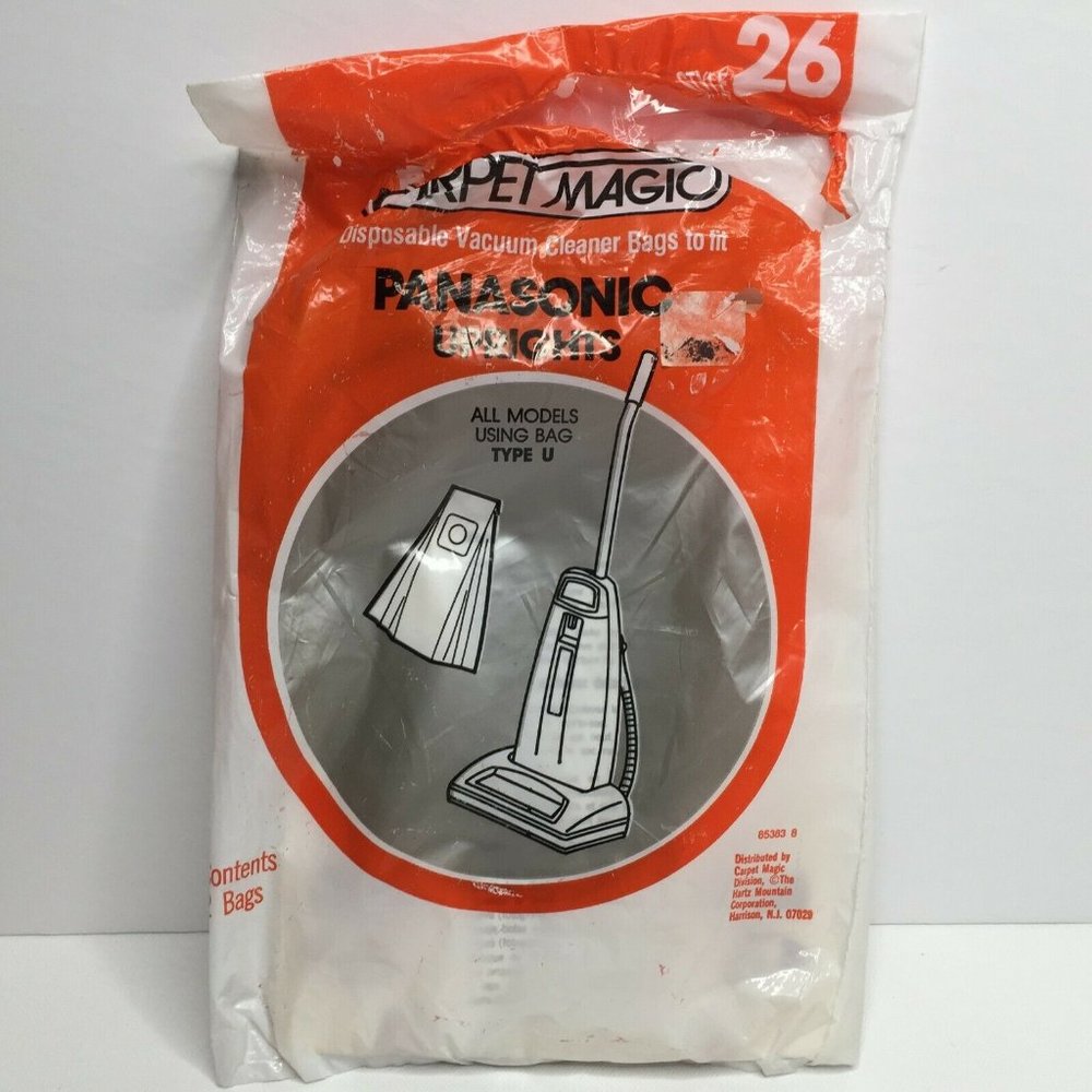 Carpet Magic Panasonic Uprights All Models Using Type U Bags Style 26 Disposable